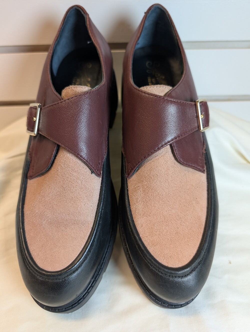 NWOB Seychelles Catch Me Platform Monk Strap Leather Loafers Burgandy 8 NWOB - Picture 2 of 9